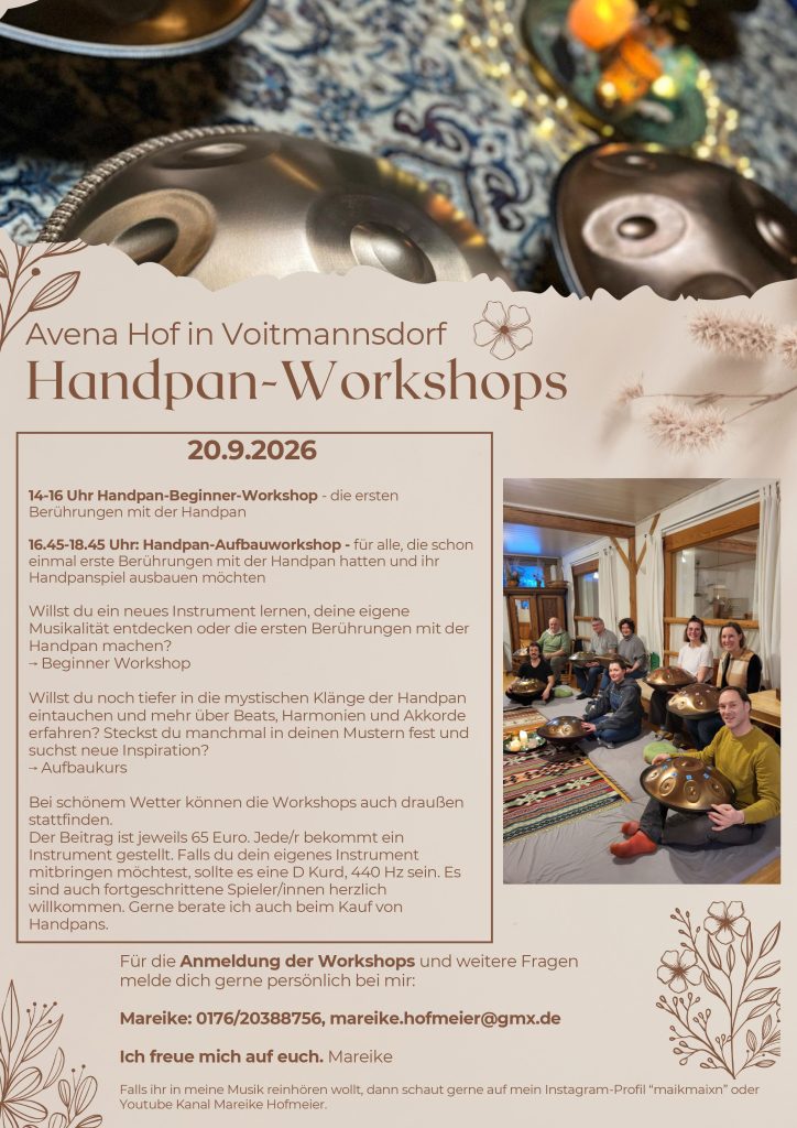 Handpanworkshop Mareike Hofmeier am Avena-Hof im September 2026
